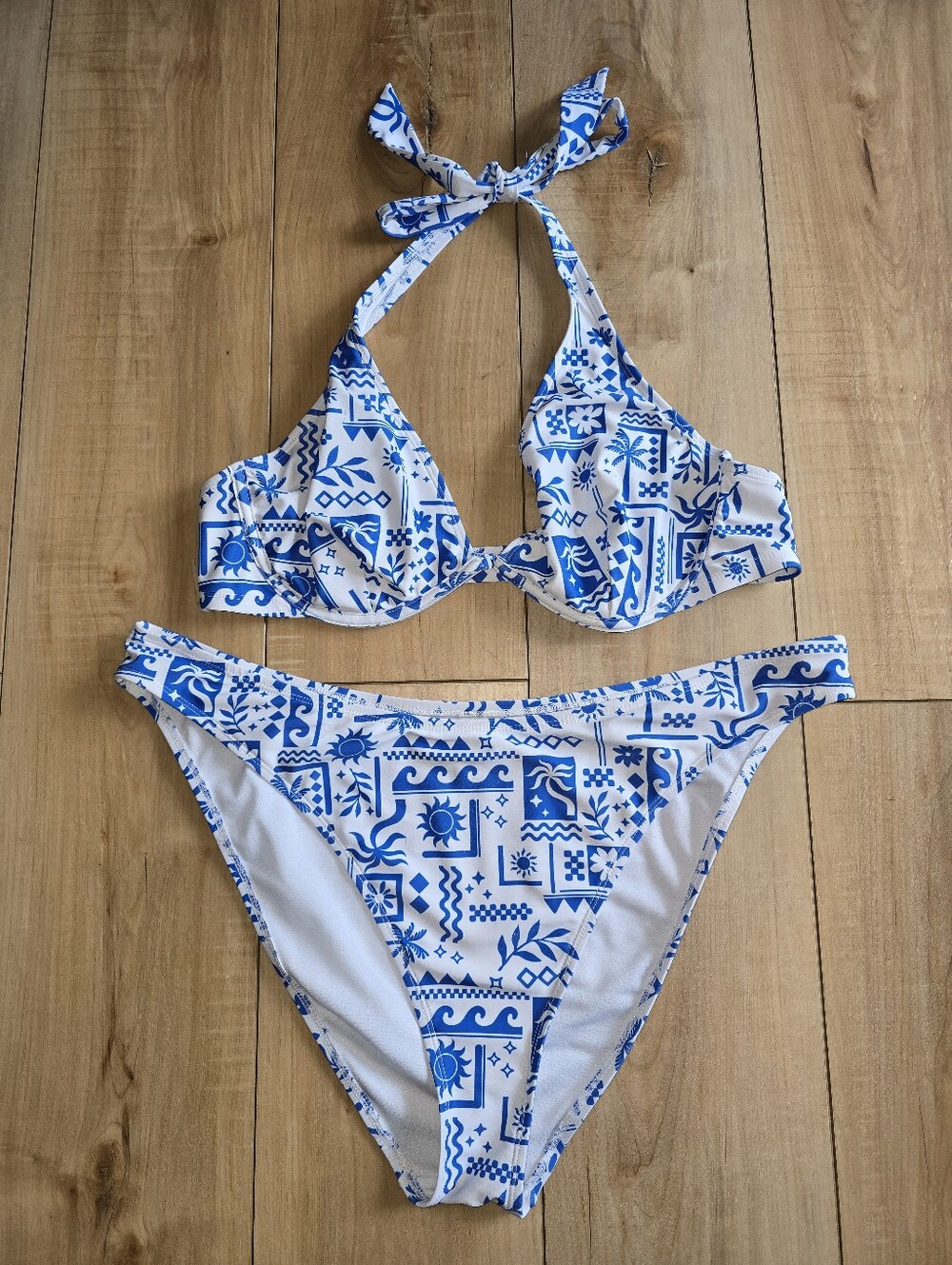 No Boundaries Blue Patterned Bikini sz XXL / 20